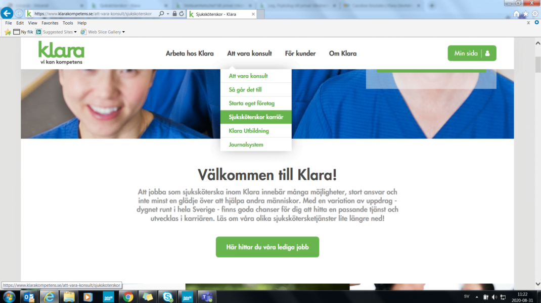 skärmdumå hemsida Välkommen till Klara