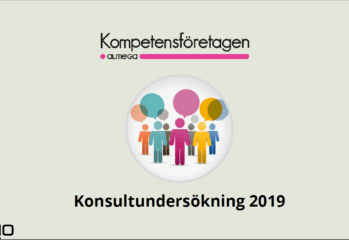 omslag med text kompetensföretagen Almega Konsultundersökning 2019